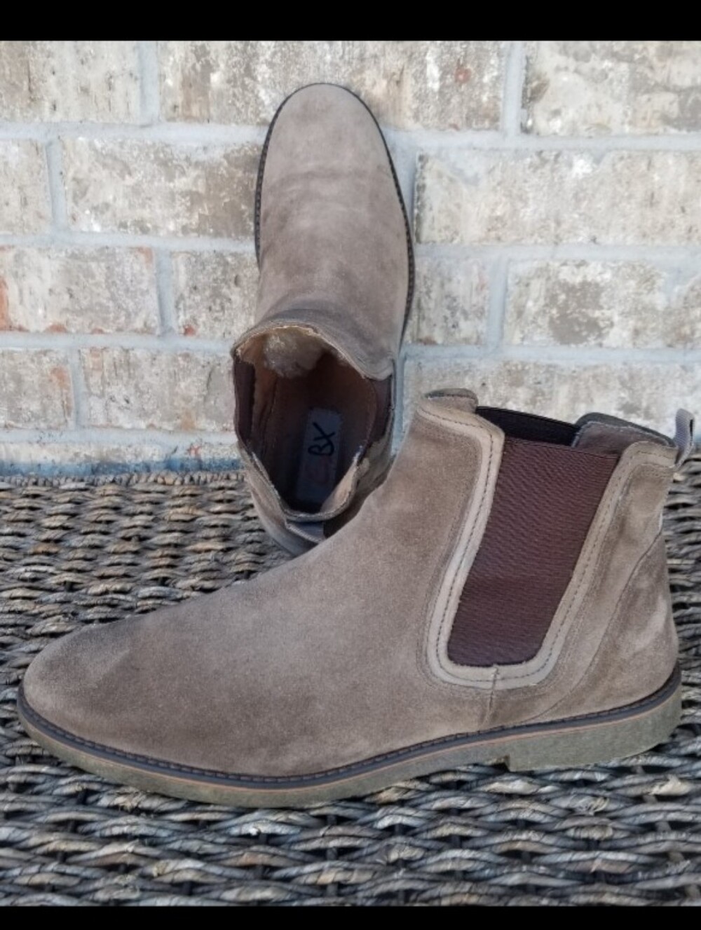 GBX Boots (Mens 11.5) TAUPE Chelsea Ankle Suede Leather